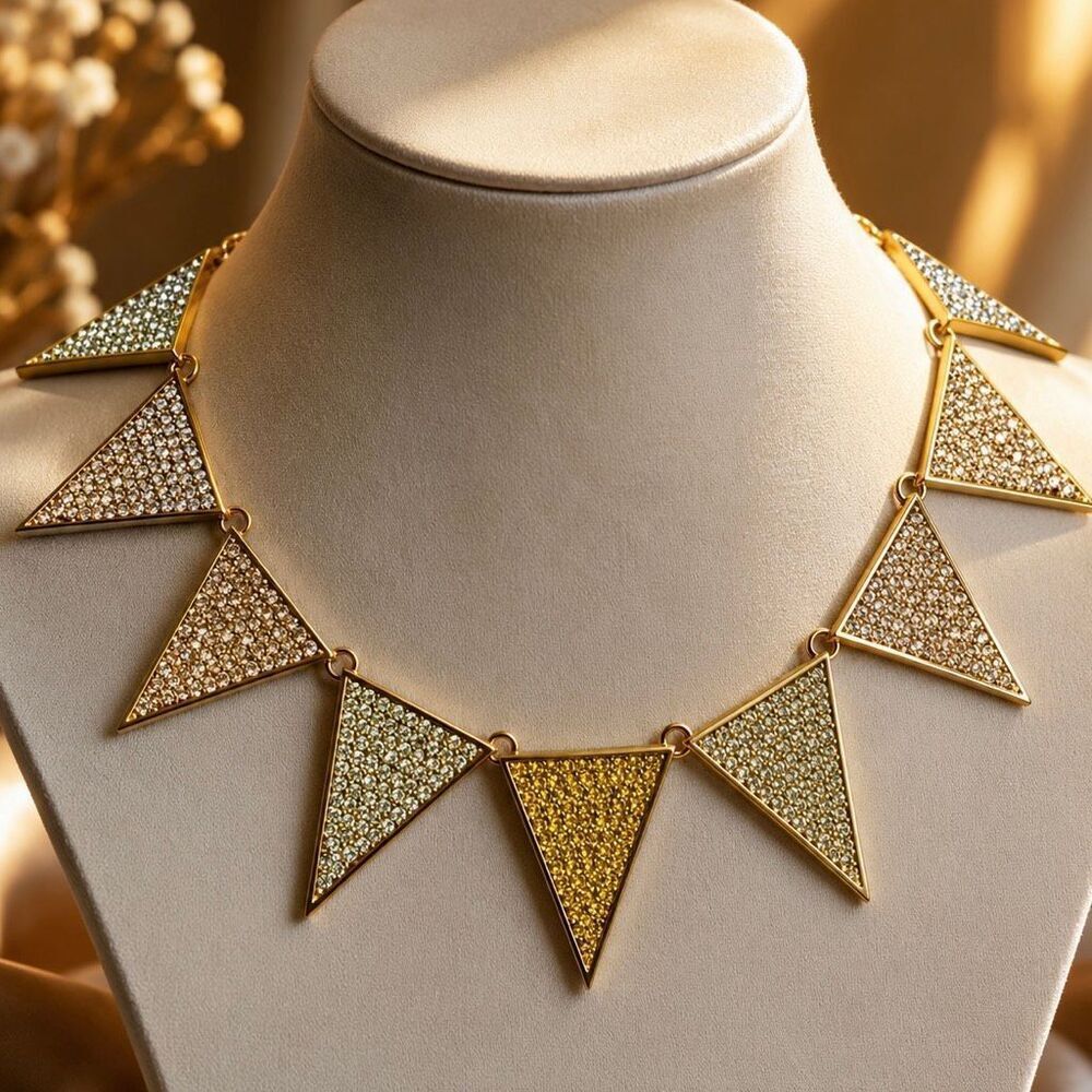 Ombré Pavé Triangle Collar Necklace Eddie Borgo Gold Tone $1050